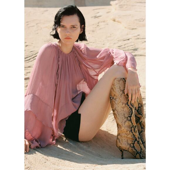 MANGO Ruffled Chiffon Long Sleeves Blouse - 4 - Picture 6 of 8